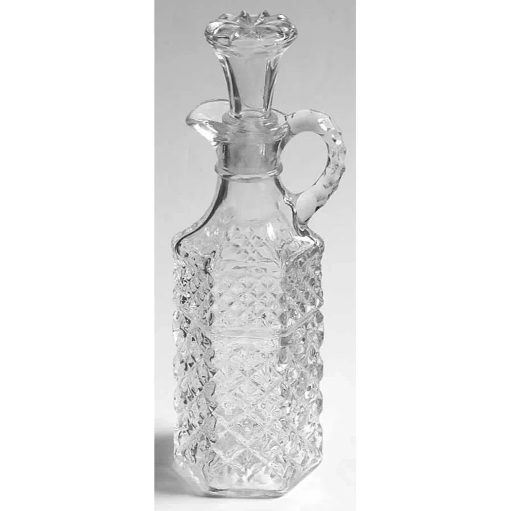 Two VTG Anchor Hocking Wexford Oil Vinegar Glass Decanter Bottle Cruet 1970s